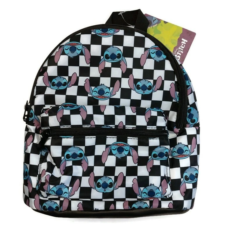 Bioworld Disney Stitch MINI Backpack Black White Checkered 11 x 9