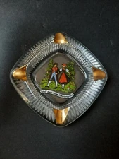 Vintage "grub aus dem schwarzwald" Black Forest Germany 5" heavy glass ashtray