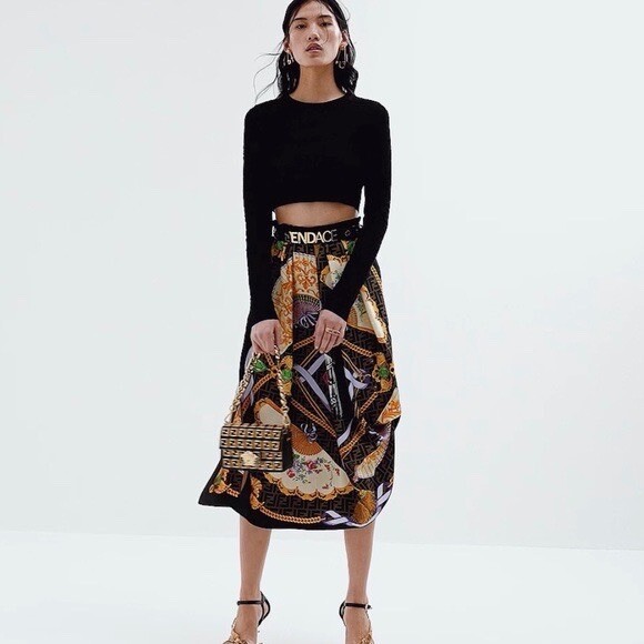 FENDACE 2022 SS Monogram Silk Skirt | eBay