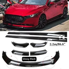 Front Bumper Lip Spoiler Splitter For mazda 3 Glossy Black Side Skirt Body Kit