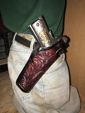 Thumb Break Leather Floral Holster Fits Colt Springfield RIA 45 Govt Model 1911