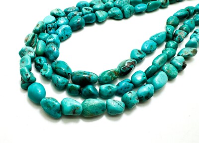 Natural Genuine Blue Arizona Turquoise Nugget Pebble Gemstone Beads PGS405