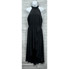 Angel Eye Shift Dress Size 12 Black Halter Neck Party Asymmetric Ruffle *No Belt