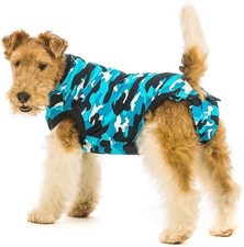 Dog Surgery Recovery Suit Blue Camouflage Comfortable Cone Alternative NEW