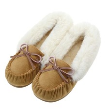Vonair Women's Moccasin Slippers with Cozy Faux Fur Collar, Soft Plush...