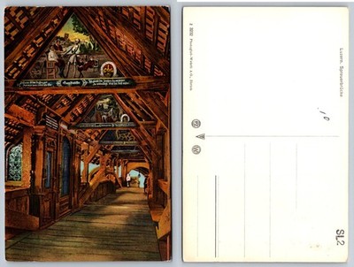 Luzern Spreuerbrücke Covered Bridge Dance of Death Paintings Postcard c1910