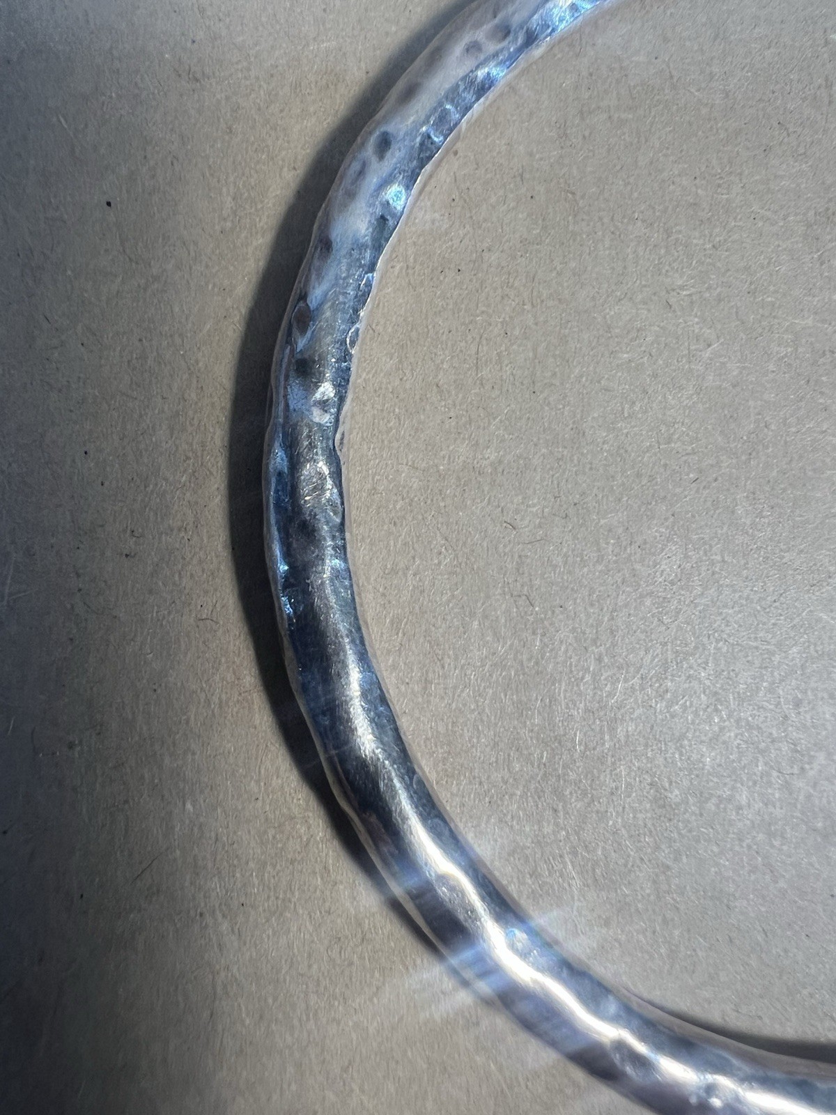 Solid Sterling Silver Hammered Slip-On Bangle Bra… - image 4