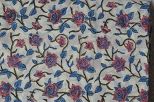 Hand Block 1 Yard Floral Print 100 Cotton Fabric NO TARRIF CHARGES 100 ZK 171
