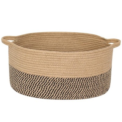 Jute Wicker Basket with Handles, 17''X12''X8'' Medium Woven Storage Baskets for Org