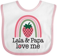 Inktastic Lala And Papa Love Me Girls Rainbow Baby Bib Outfit Girl Strawberry