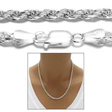 VFK Italian 925 Sterling Silver Rope Chain – High Polish Elegant Necklace