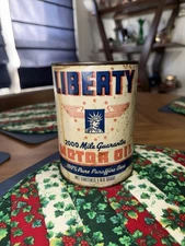 RARE Vintage Liberty Motor Oil 1qt Can 2000 Mile Guarantee Philadelphia - FULL
