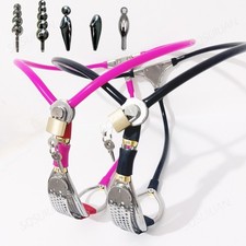 Stainless Steel Chastity Belt Invisible Lockable Adjustable Pants Plug For Women