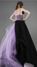 Vera Wang Spring 2024 Black Gown w/ Purple Tulle Train - size 8