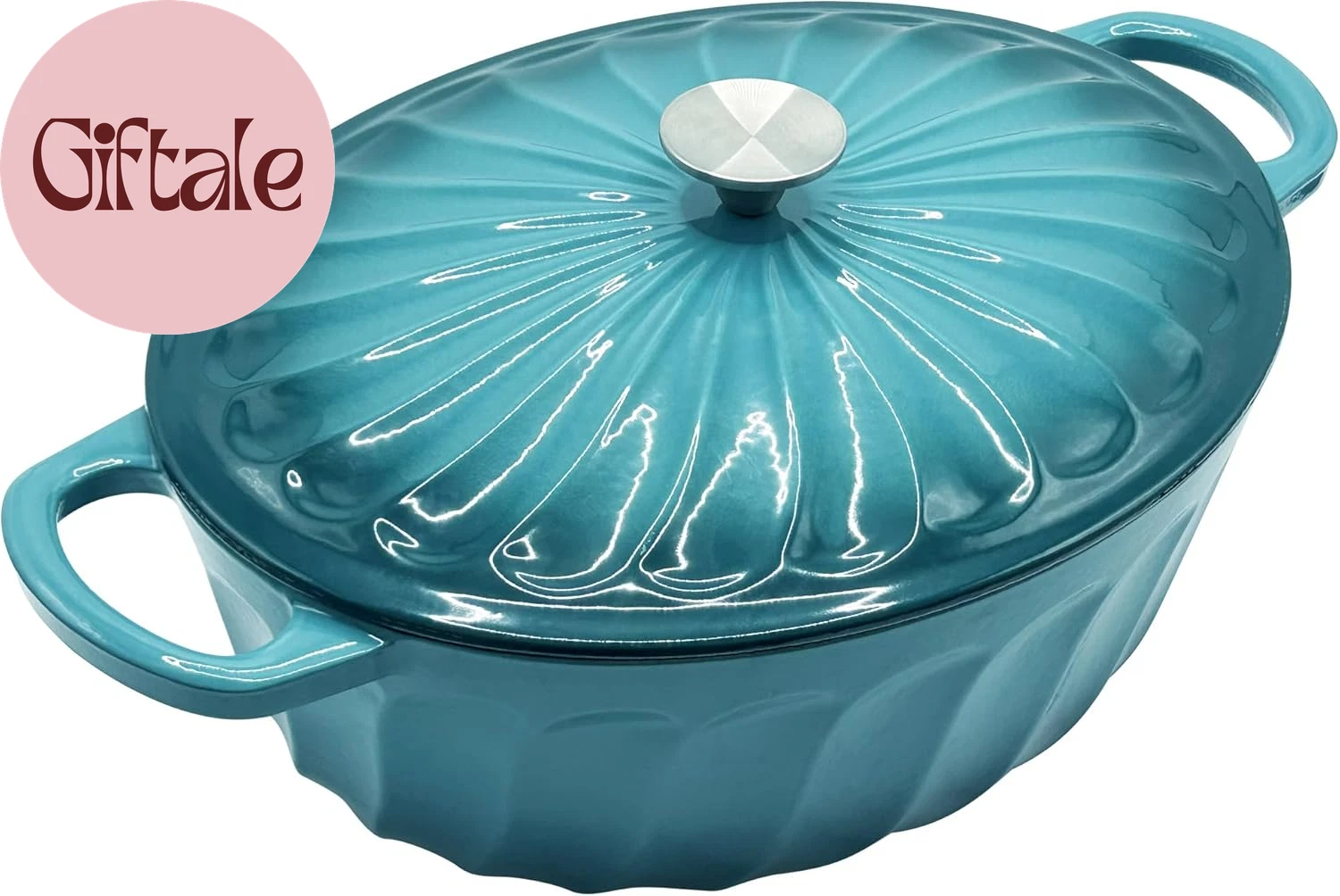 Enameled Oval Dutch Oven Pot with Lid, 7 QT Cast Iron Dutch Oven with Dual Handl