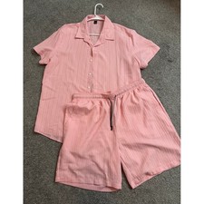 Manfinity Mens Pink Short Sleeve Button Up Sh...
