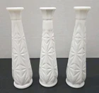 Lot of 3 Vintage Milk Glass Bud Vase, White Bud  Vase 9"