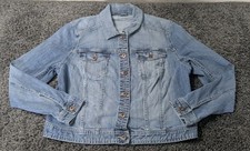 Denim Jacket Women's M Blue Button Up Long Sleeve 2 Pockets