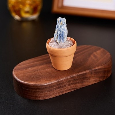 Blue Kyanite Crystal Mini Pot Decor Natural Stone Desk Ornament