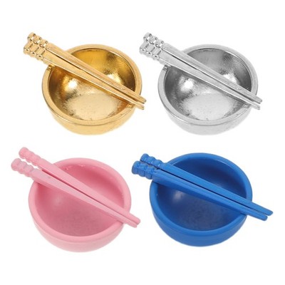 4 Set Dollhouse Mini Tableware Kitchen Accessories Metal Toy Dishes