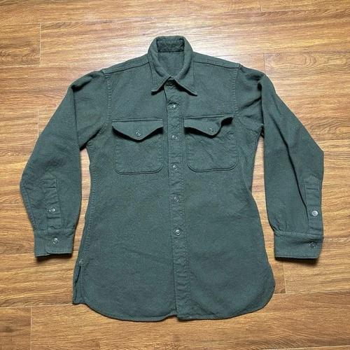 Vintage US Army Korean War Button Uniform Shirt Military Wool Tee 50s