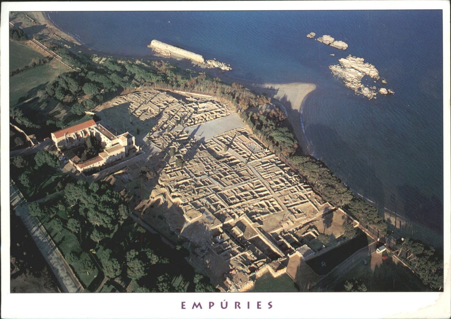 Vintage Empúries Postcard Aerial View Costa Brava Spain Posted