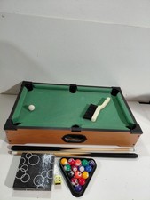 20 Inch x 12 inch Unbranded Miniature Pool Table W/Balls Cues Table Brush