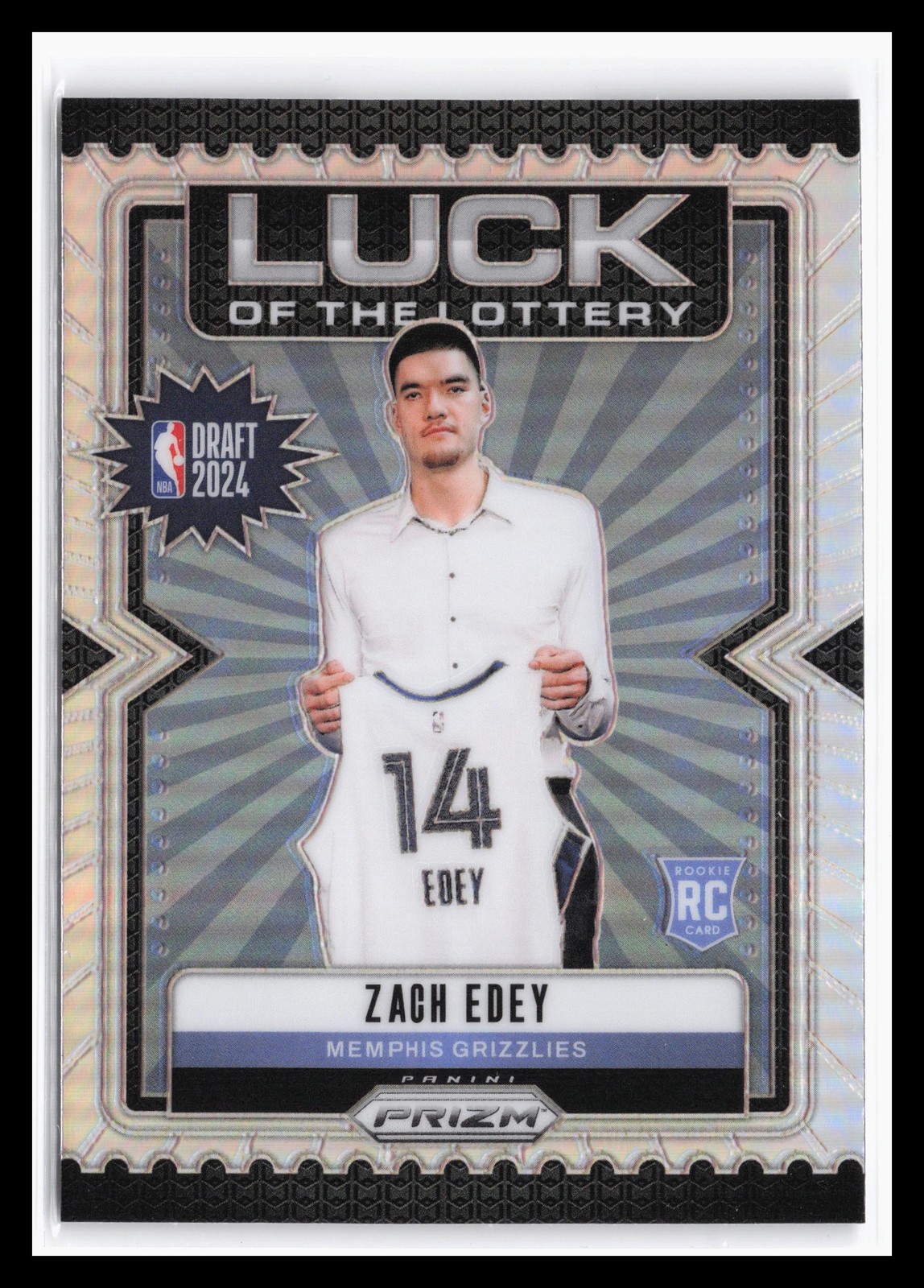 2024-25 Prizm Luck of the Lottery Prizms Silver #3 Zach Edey Grizzlies RC SP JA