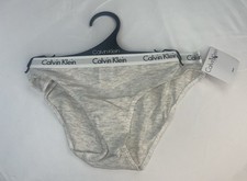 NWT CALVIN KLEIN GREY COTTON BIKINI KNICKERS PANTIESS SZ SMALL UNDERWEAR