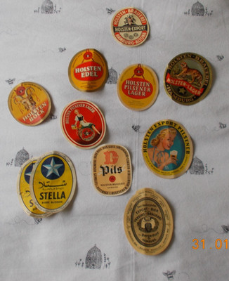 BIERFLASCHENETIKETTEN x10 - verschiedene HOLSTEN BRAUEREI (DEUTSCHLAND)
