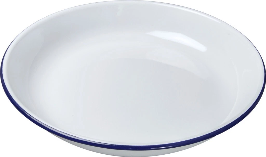 2 x White Enamel Rice Plate Baking Dish Round Pie Tin 26cm Falcon