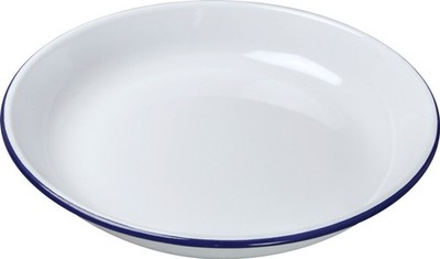 2 x weiße Emaille Reisplatte Backform rund Kuchenform 26 cm Falke