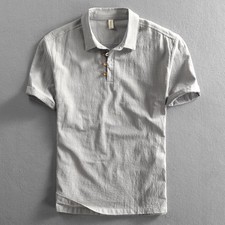 Spring And Summer Men's Linen Shirt Slim Pullover Short Sleeve Shirt Half Sleeve