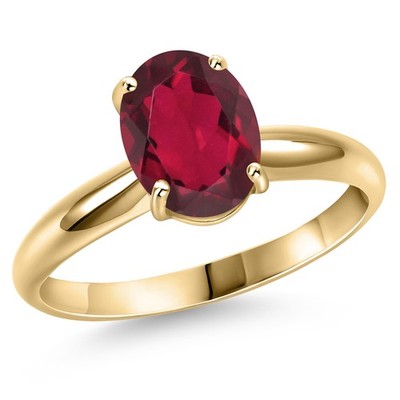 14K Yellow Gold Ruby Red Mystic Quartz Engagement Ring For Women | 2.70 Cttw | 