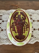 Vintage Gailstyn-Sutton Ceramic Lobster & Shells Jello Mold Wall Hanging 11 3/4"