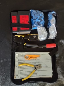 RJ45 Crimp Ethernet Pass through Crimper Crimp Tool Kit + 59 connectors