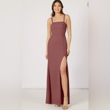 Azazie StretchDusty Rose Mermaid Side Slit Stretch Crepe Dress Size A6