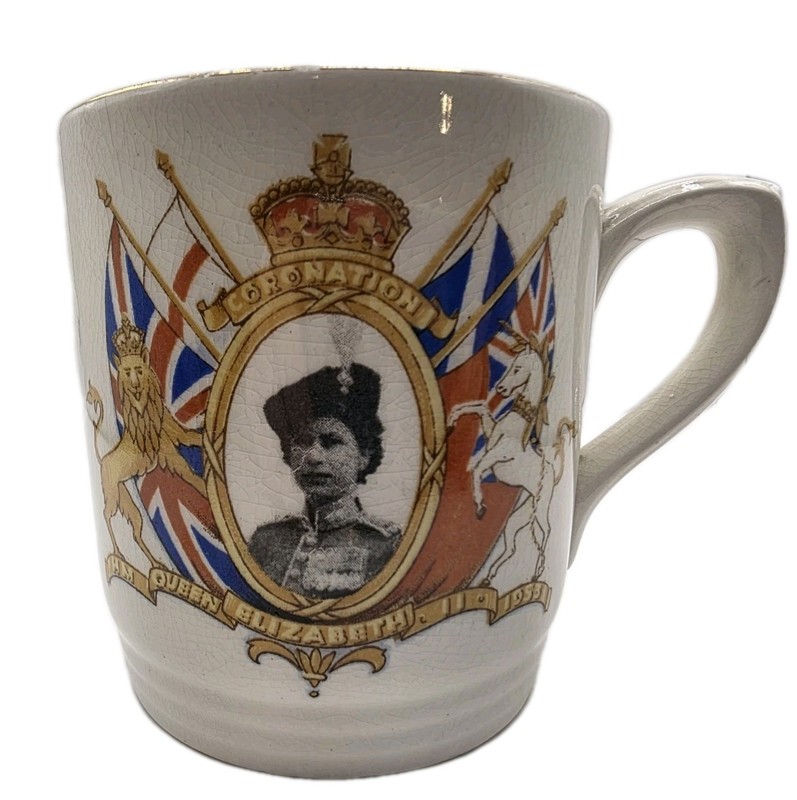 Vintage Antique Burlington WARE J Shaw & Sons 1953 Elizabeth II Coronation Mug