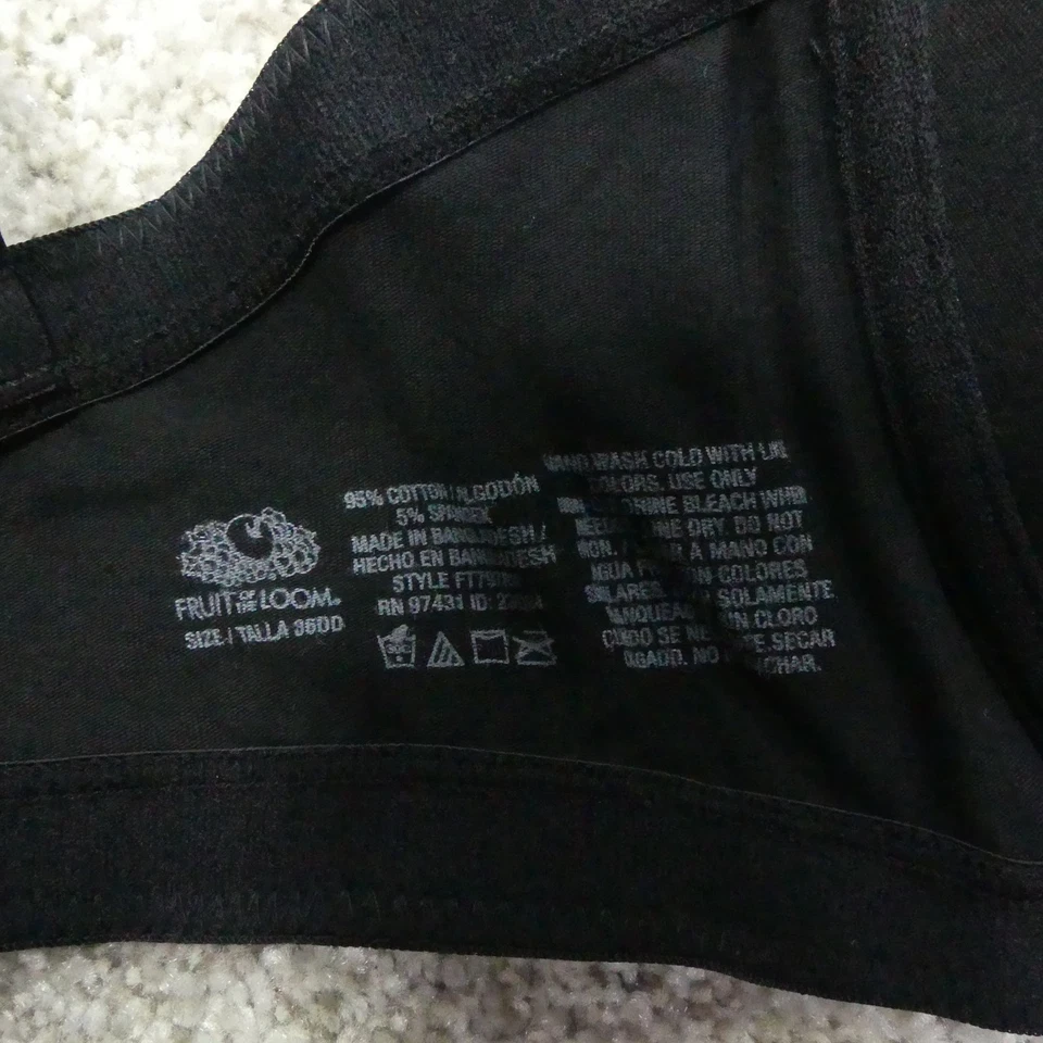 Juego de 3 sujetadores Fruit Of The Loom para mujer 36DD negro blanco beige con aros FT797PK Foto 4 de 4