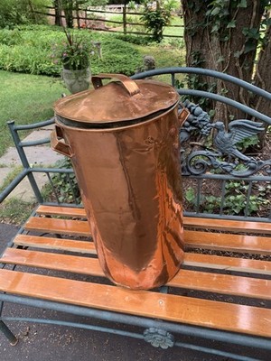 Rare Round Vintage Large Copper Pot W/ Applied Handles & Beautiful Dents 24 x12 