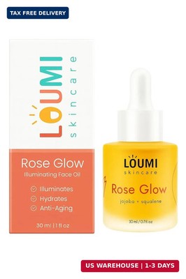 LOUMI Skincare RoseGlow Face Oil | Lightweight Botanical Facial Oil for Hydratio