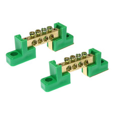 2Pcs 4 Positions Terminal Bus Bar Terminal Block Brass Wire Screw Terminal Groun