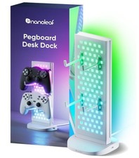 Nanoleaf Pegboard Desk Dock White, 3-in-1 Smart RGBIC Table Lamp USB-C Dock