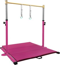 GLANT Gymnastic Kip Bar,Horizontal Bar for Kids Girls Junior,3' to 5FT, Pink