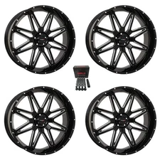 System 3 ST-7 24" Wheels Gloss Bk/Milled CFMoto UForce U10 Pro / U10 XL Pro (4)