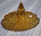 VTG MCM Anchor Hocking Fairfield Amber Oval Glass Butter Dish w/ Lid. PERFECT!