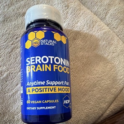 Natural Stacks Serotonin Brain Food Mood Support 60 Vegan Capsules Exp 12/2028