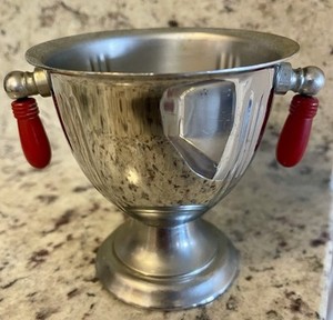 Vintage Mid Century Art Deco Sugar Bowl Red Bakelite Handles