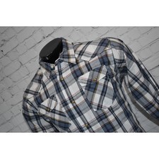 Wrangler Western Shirt Mens Size Large Pearl Button Snaps Blue Plaids
