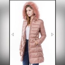 NWT Sweet Look Mauve Faux Fur-Trim Belt Quilted Parka Size XL